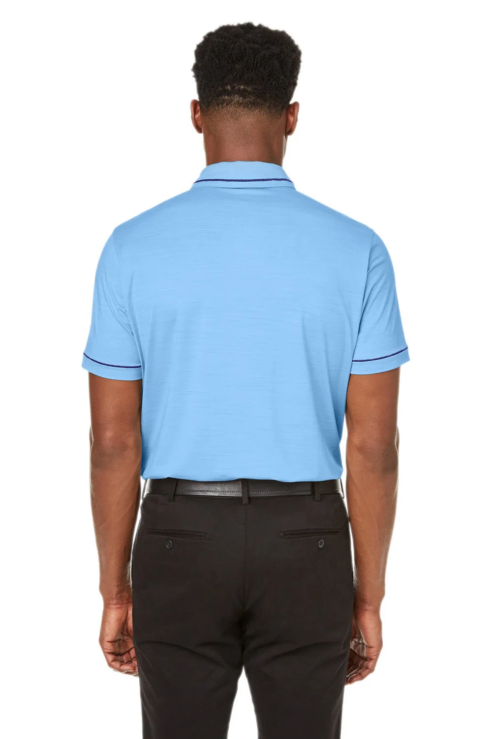 Puma Mens Cloudspun Monarch Moisture Wicking Short Sleeve Polo Shirt - Heather Placid Blue/Navy Blue