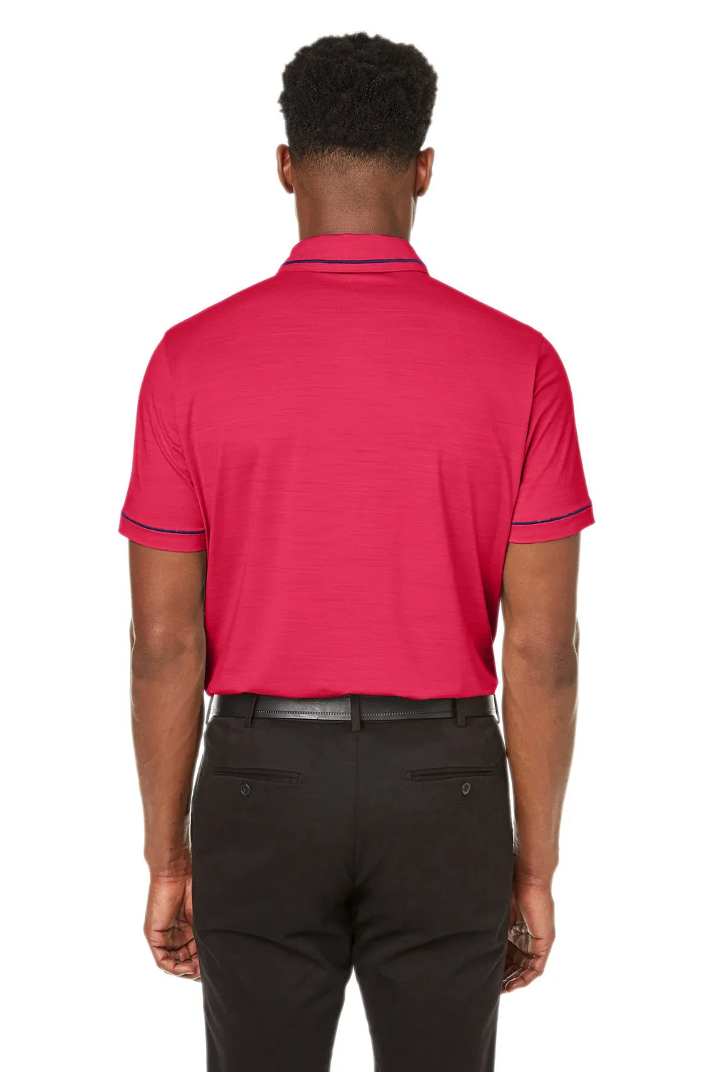Puma Mens Cloudspun Monarch Moisture Wicking Short Sleeve Polo Shirt - Heather Teaberry Red/Navy Blue