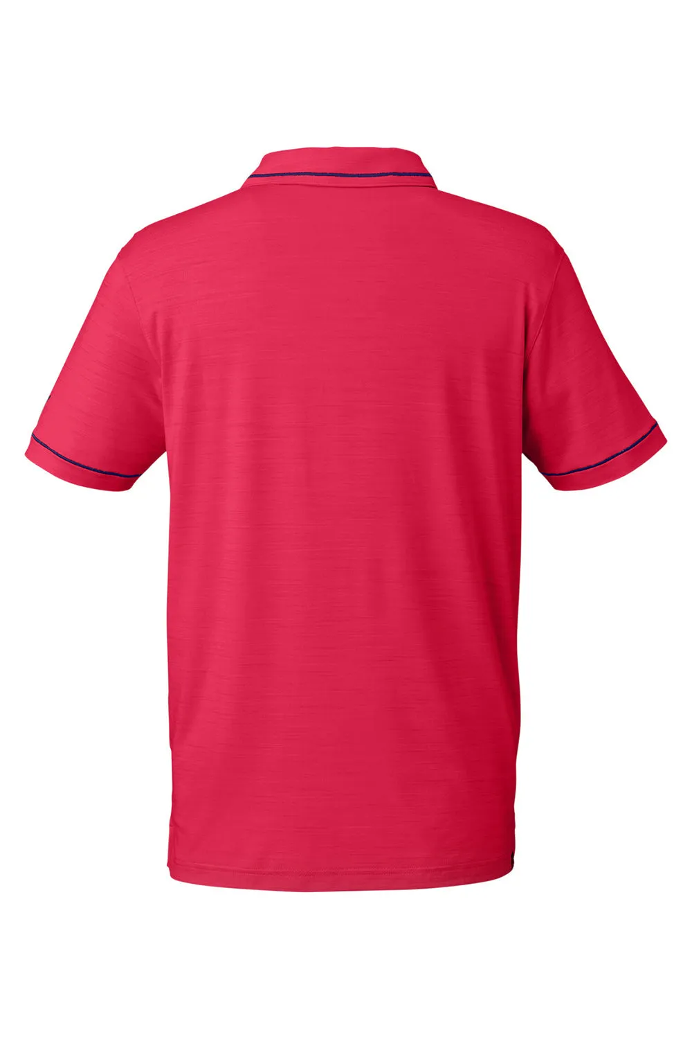 Puma Mens Cloudspun Monarch Moisture Wicking Short Sleeve Polo Shirt - Heather Teaberry Red/Navy Blue