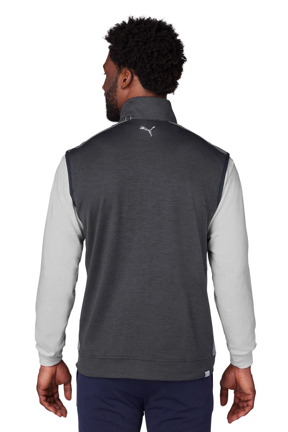 Puma Mens Cloudspun T7 Moisture Wicking Full Zip Vest - Heather Black/Quiet Shade Grey