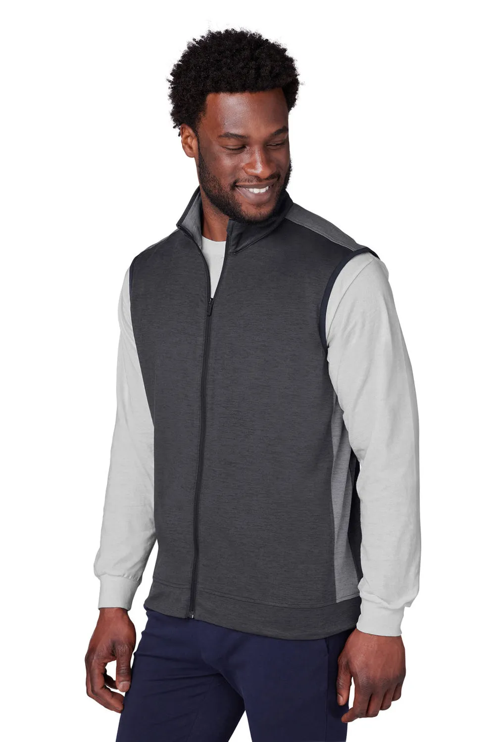 Puma Mens Cloudspun T7 Moisture Wicking Full Zip Vest - Heather Black/Quiet Shade Grey