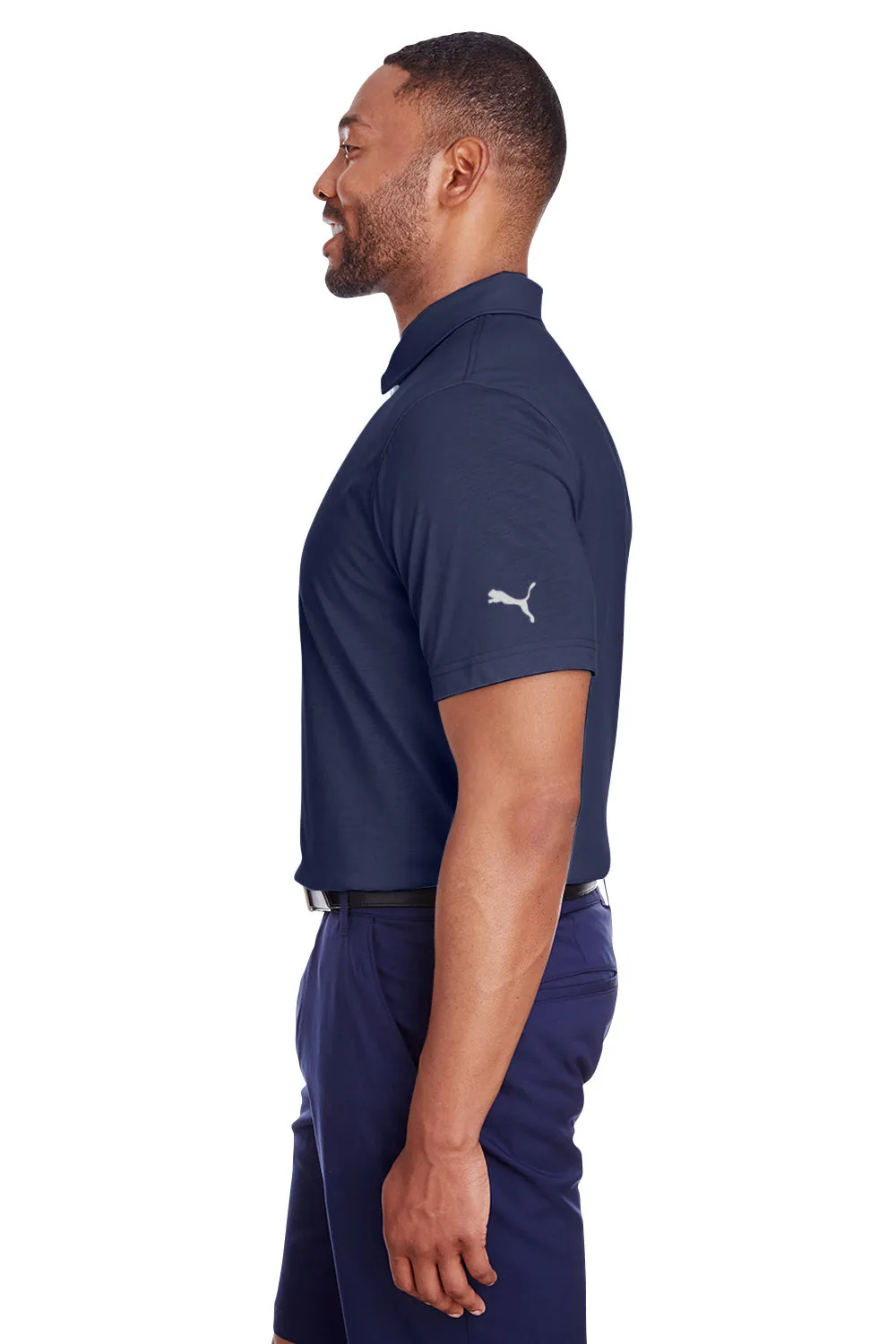 Puma Mens Fusion Performance Moisture Wicking Short Sleeve Polo Shirt - Peacoat Blue