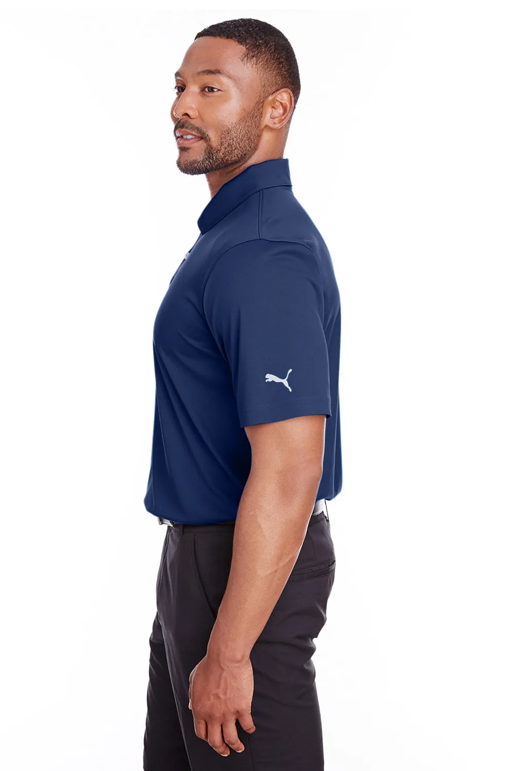 Puma Mens Icon Performance Moisture Wicking Short Sleeve Polo Shirt - Peacoat Blue