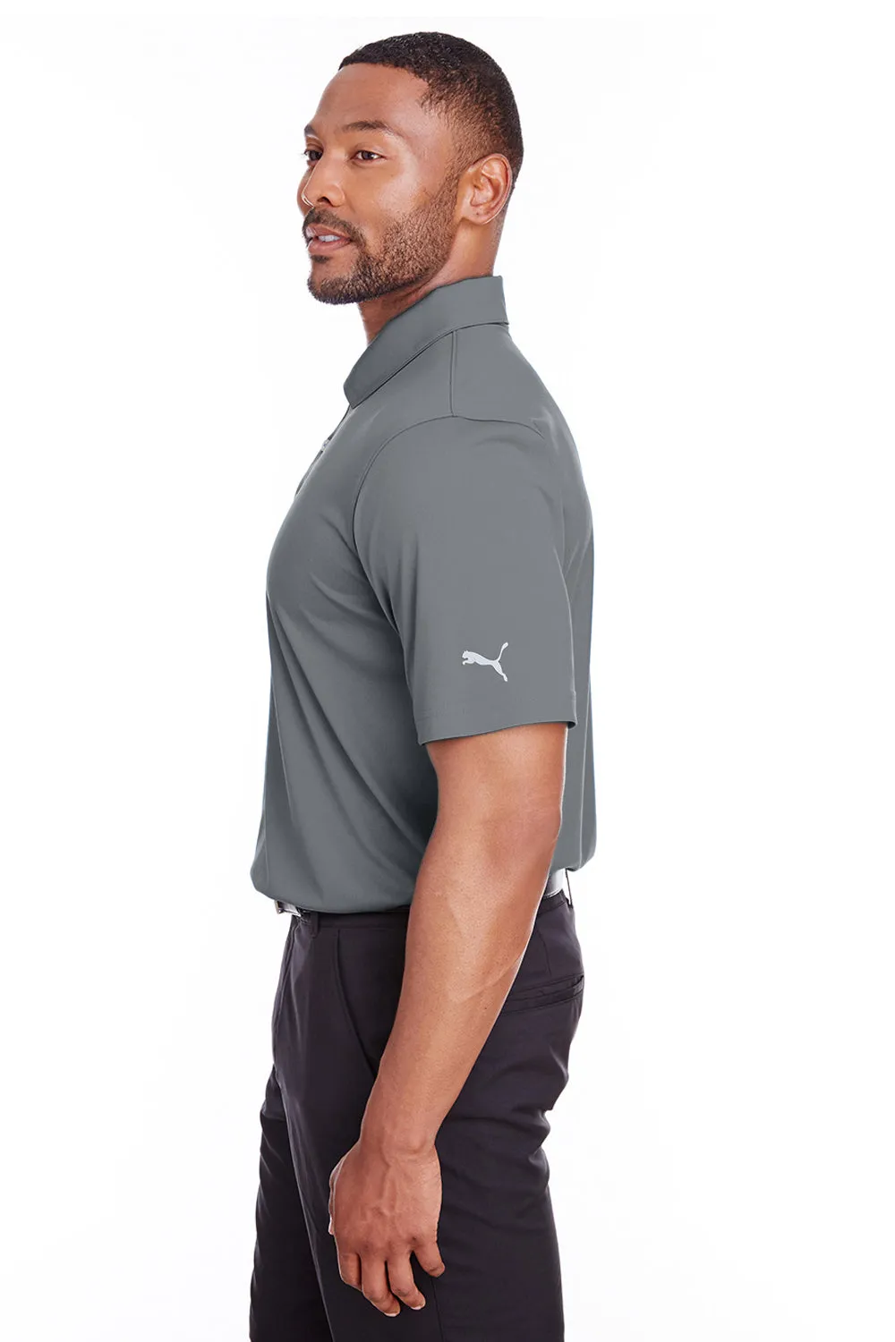 Puma Mens Icon Performance Moisture Wicking Short Sleeve Polo Shirt - Quiet Shade Grey