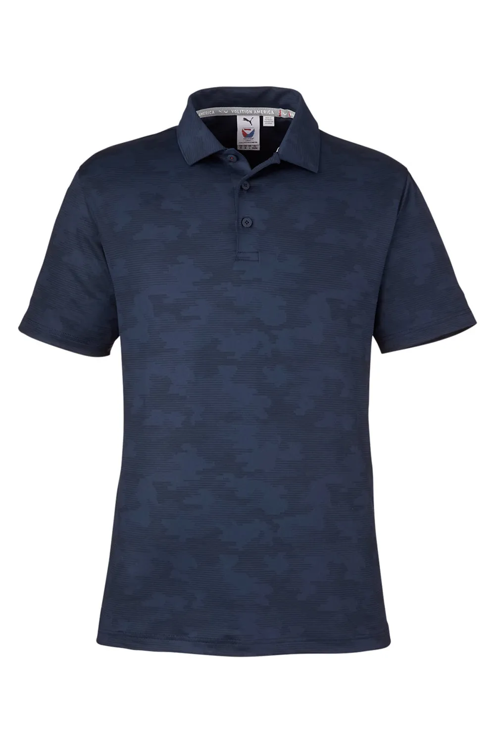 Puma Mens Volition Moisture Wicking Camo Short Sleeve Polo Shirt - Navy Blue