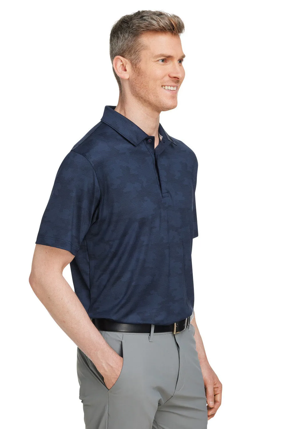 Puma Mens Volition Moisture Wicking Camo Short Sleeve Polo Shirt - Navy Blue