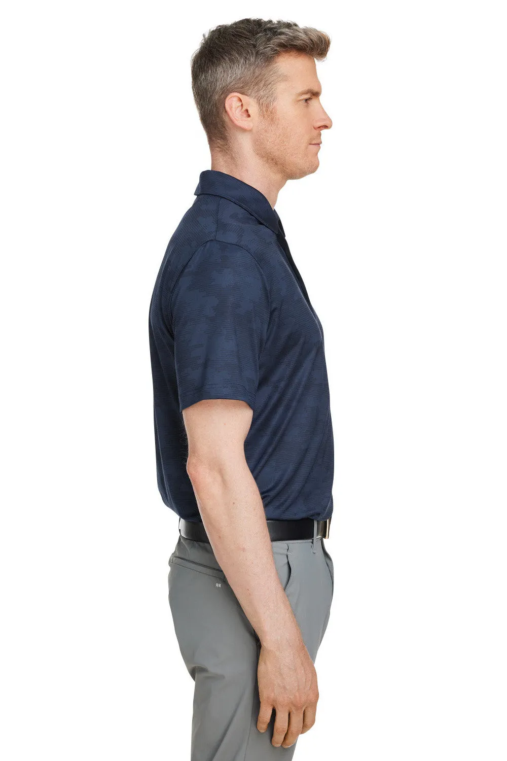 Puma Mens Volition Moisture Wicking Camo Short Sleeve Polo Shirt - Navy Blue