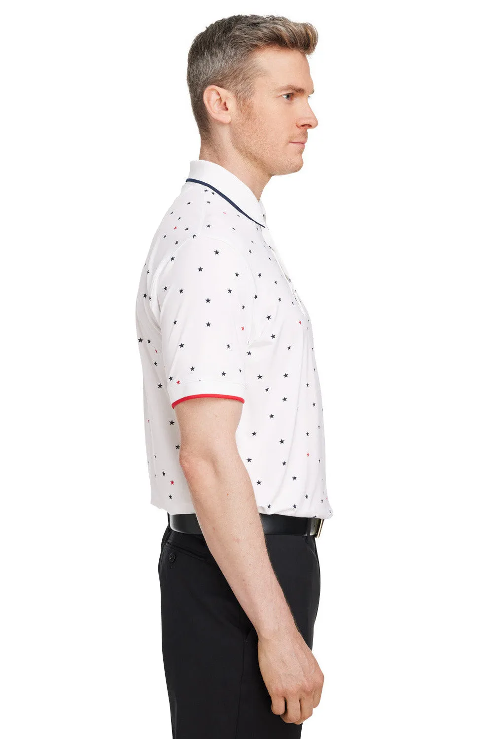 Puma Mens Volition Skylight Moisture Wicking Short Sleeve Polo Shirt - Bright White/Navy Blue/Red