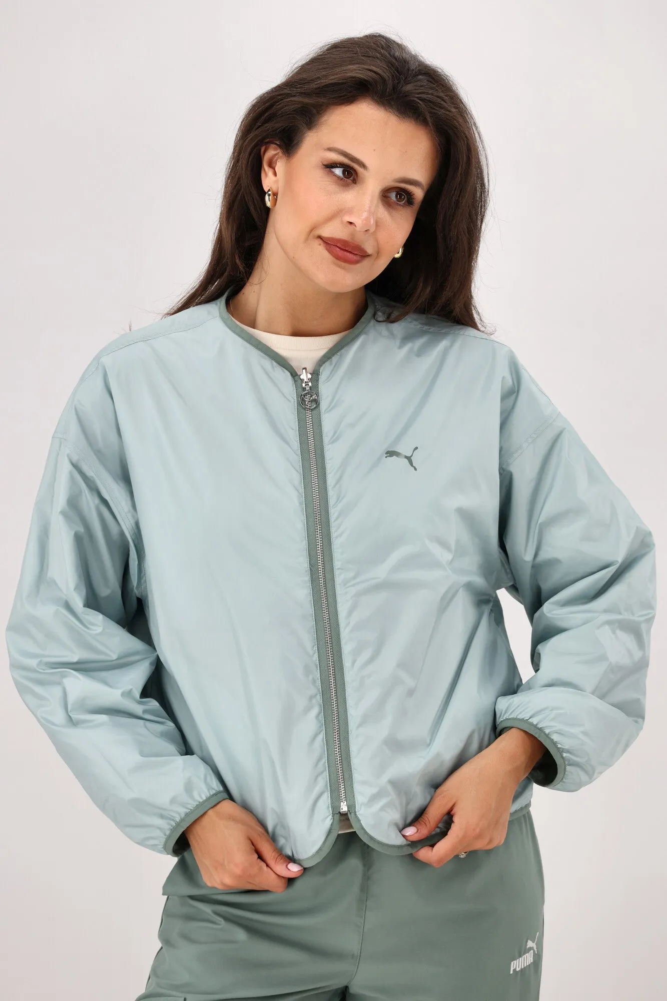 Puma WARDROBE ESS Relaxed Reversible Liner Jacket Green Moon