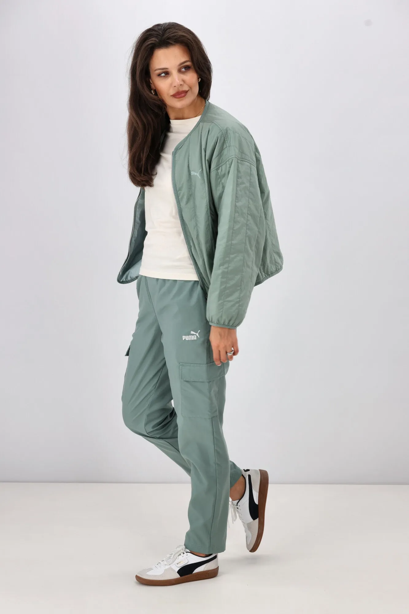 Puma WARDROBE ESS Relaxed Reversible Liner Jacket Green Moon