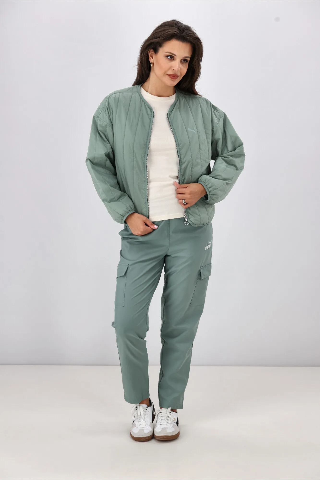 Puma WARDROBE ESS Relaxed Reversible Liner Jacket Green Moon
