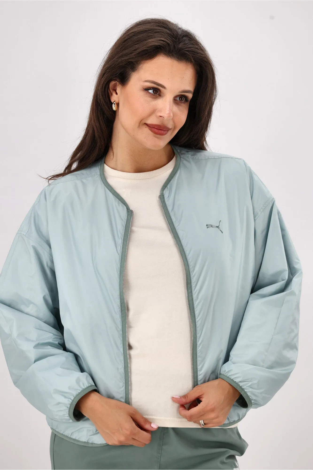 Puma WARDROBE ESS Relaxed Reversible Liner Jacket Green Moon