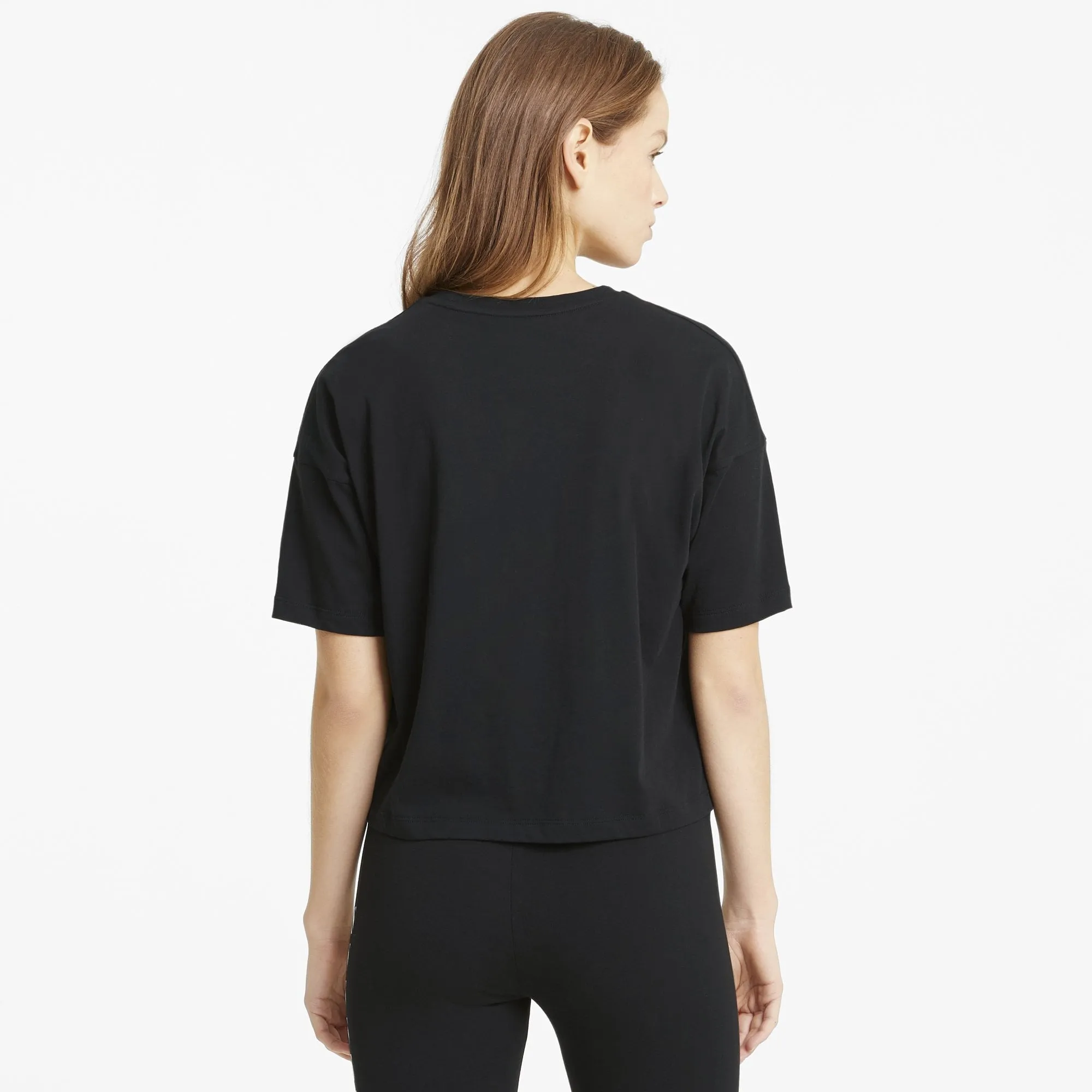 PUMA WOMEN'S ESSENTIAL CROPPED BLACK TEE