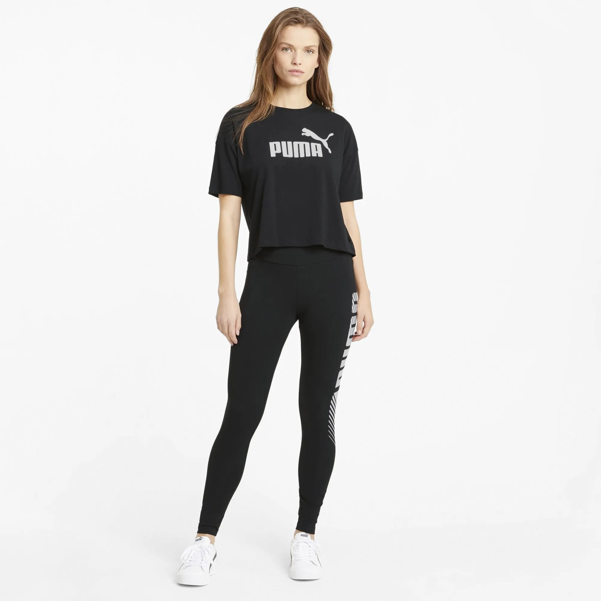 PUMA WOMEN'S ESSENTIAL CROPPED BLACK TEE