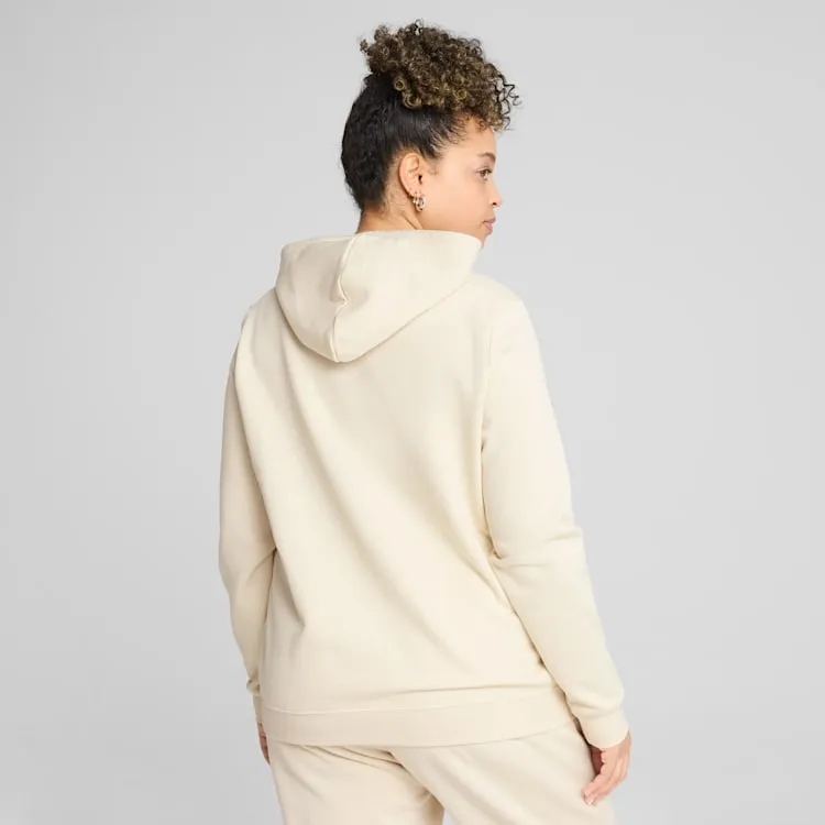 PUMA WOMENS ESSENTIAL LOGO FLEECE HOOD BEIGE