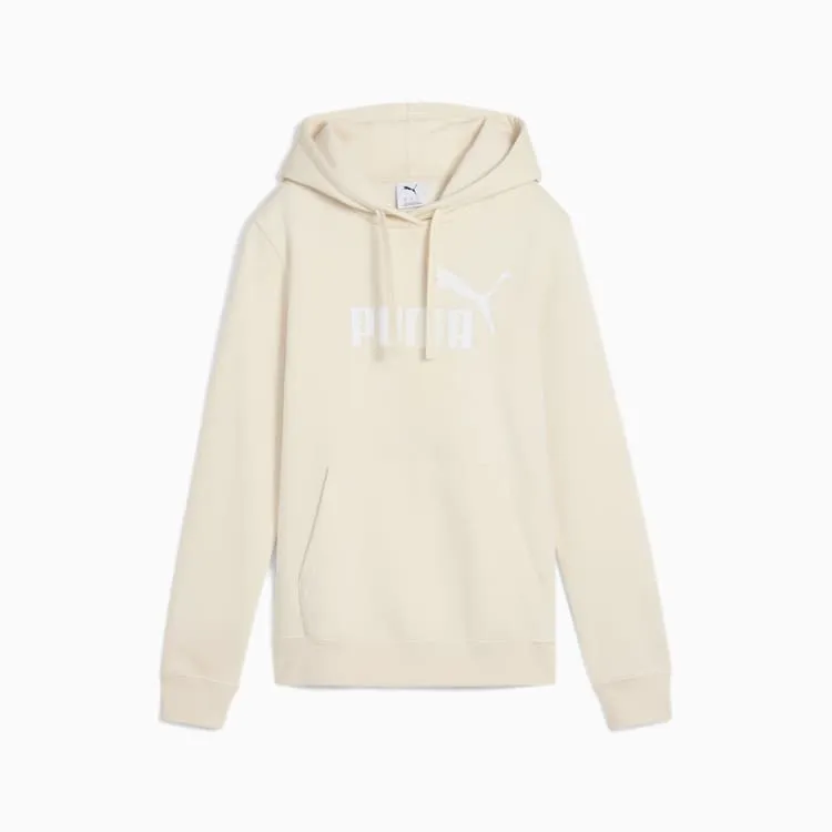 PUMA WOMENS ESSENTIAL LOGO FLEECE HOOD BEIGE