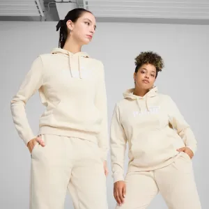 PUMA WOMENS ESSENTIAL LOGO FLEECE HOOD BEIGE