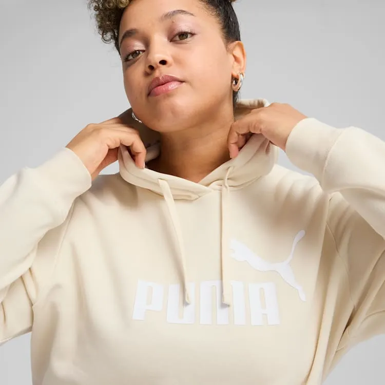 PUMA WOMENS ESSENTIAL LOGO FLEECE HOOD BEIGE