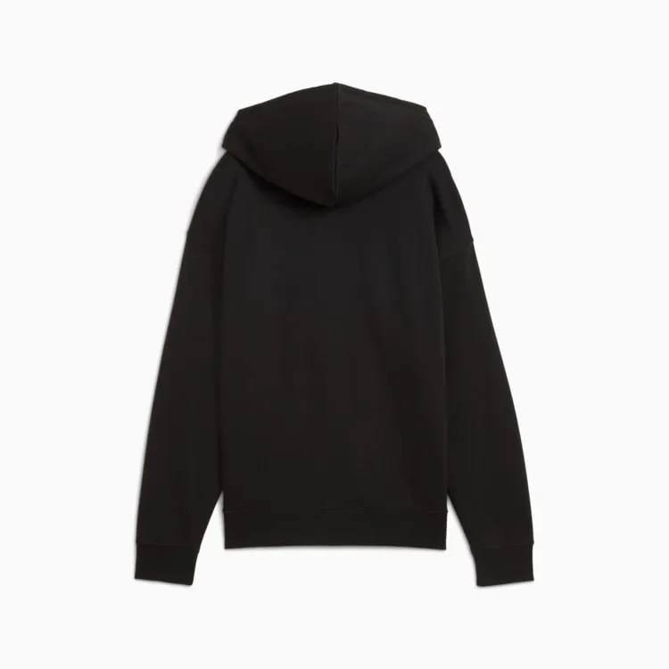 PUMA WOMEN'S ESSENTIALS SMALL LOGO FLEECE FULL-ZIP BLACK HOODIE