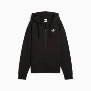 PUMA WOMEN'S ESSENTIALS SMALL LOGO FLEECE FULL-ZIP BLACK HOODIE
