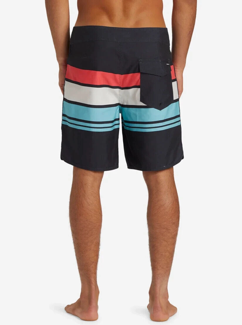 Quiksilver Everyday Board Shorts Men's 32 Black Striped 19" Swimwear ERK345 (Black,Regular,32)