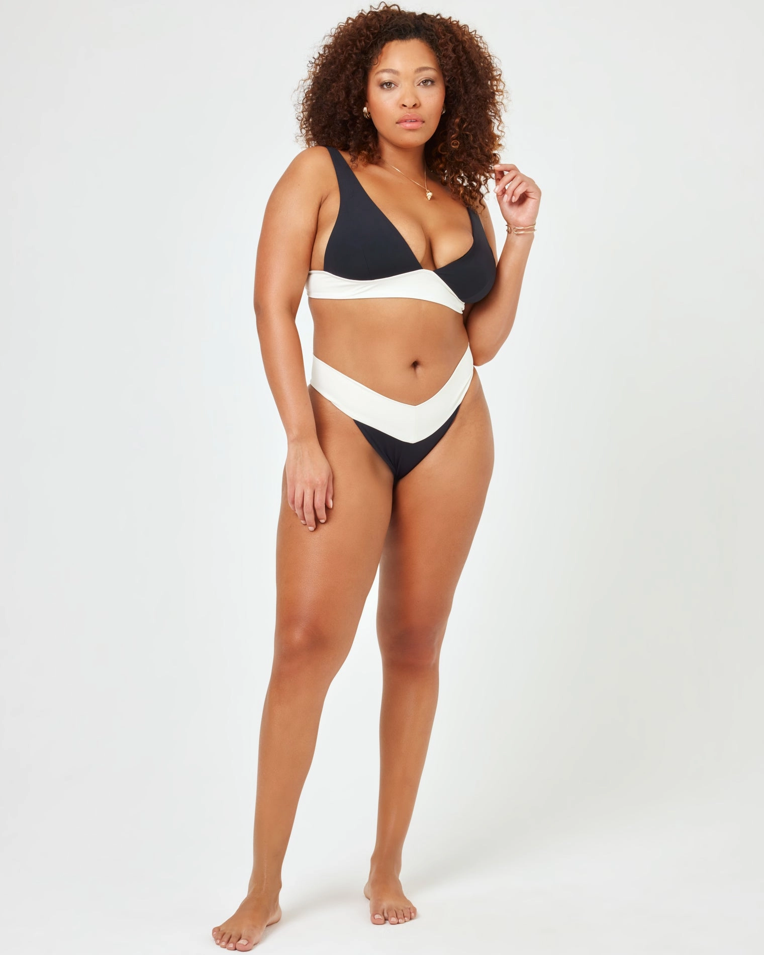 Quinn Bikini Bottom - Black-Cream