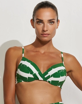 Radiance Underwired Padded Bikini Top - White and Clover full coverage swim tops, cute bikini tops