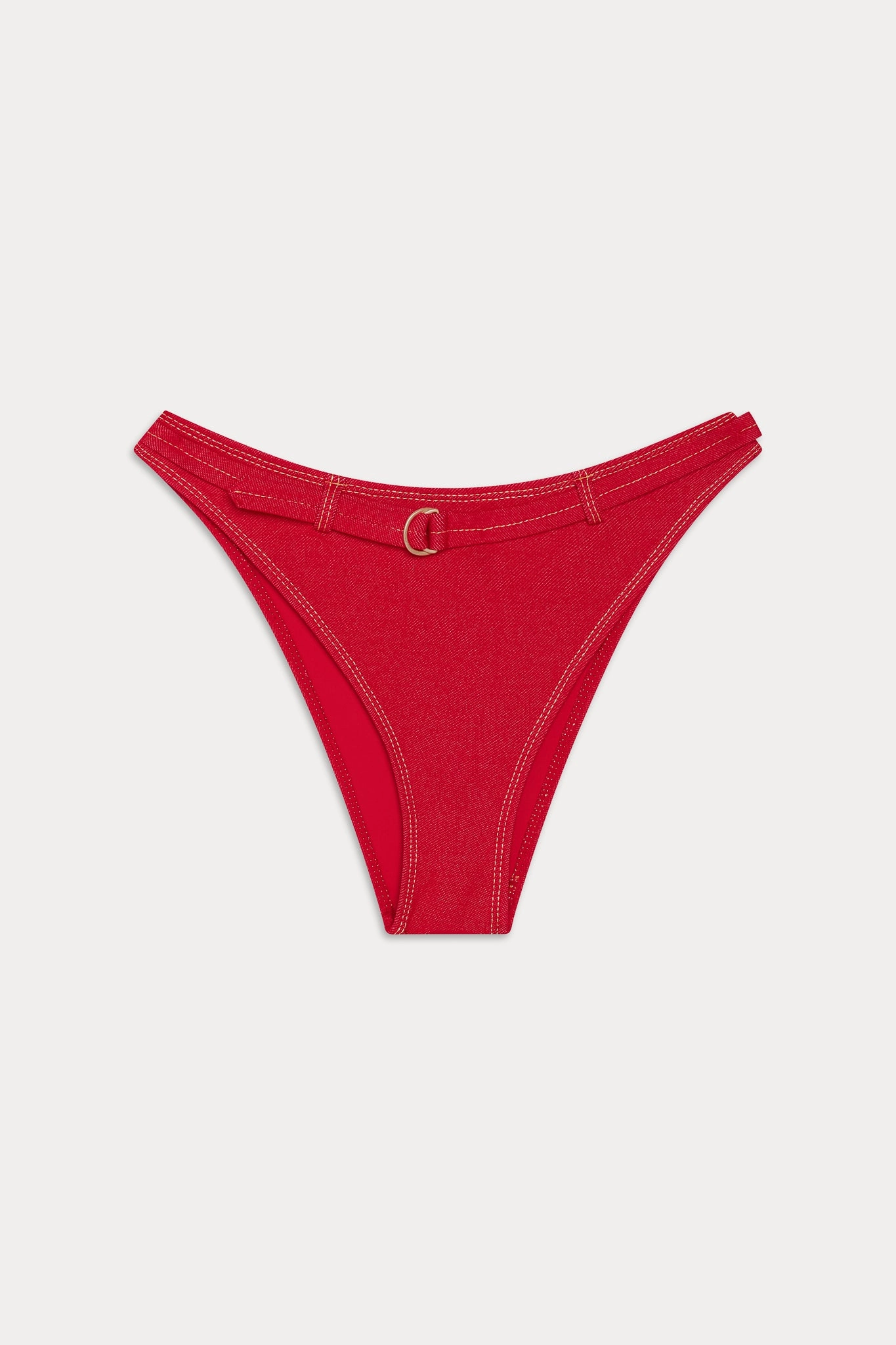 Ranger Denim Bikini Bottom - Red Denim