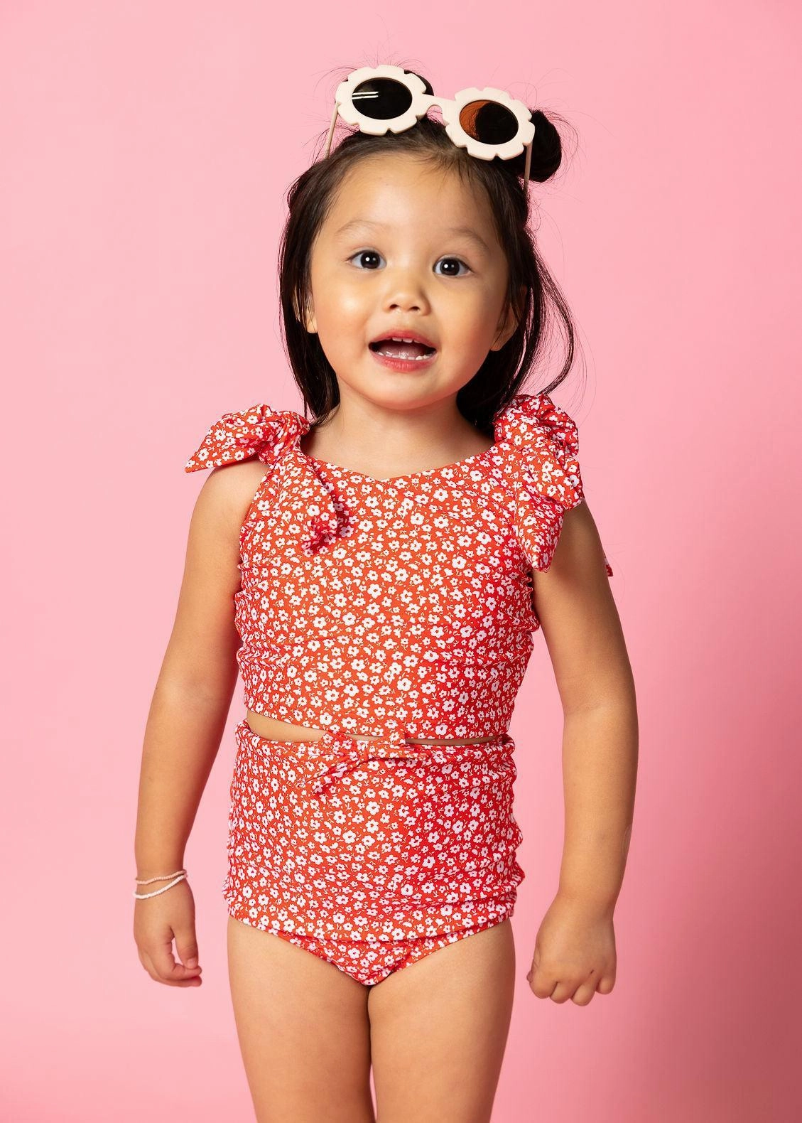 Red Ditsy Floral | Mini Bow Bottoms