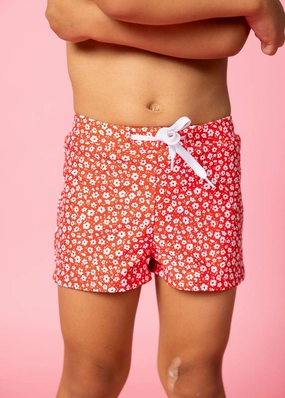 Red Ditsy Floral | Mini Euro Shorts boys summer swimwear, boys rash guard swim sets