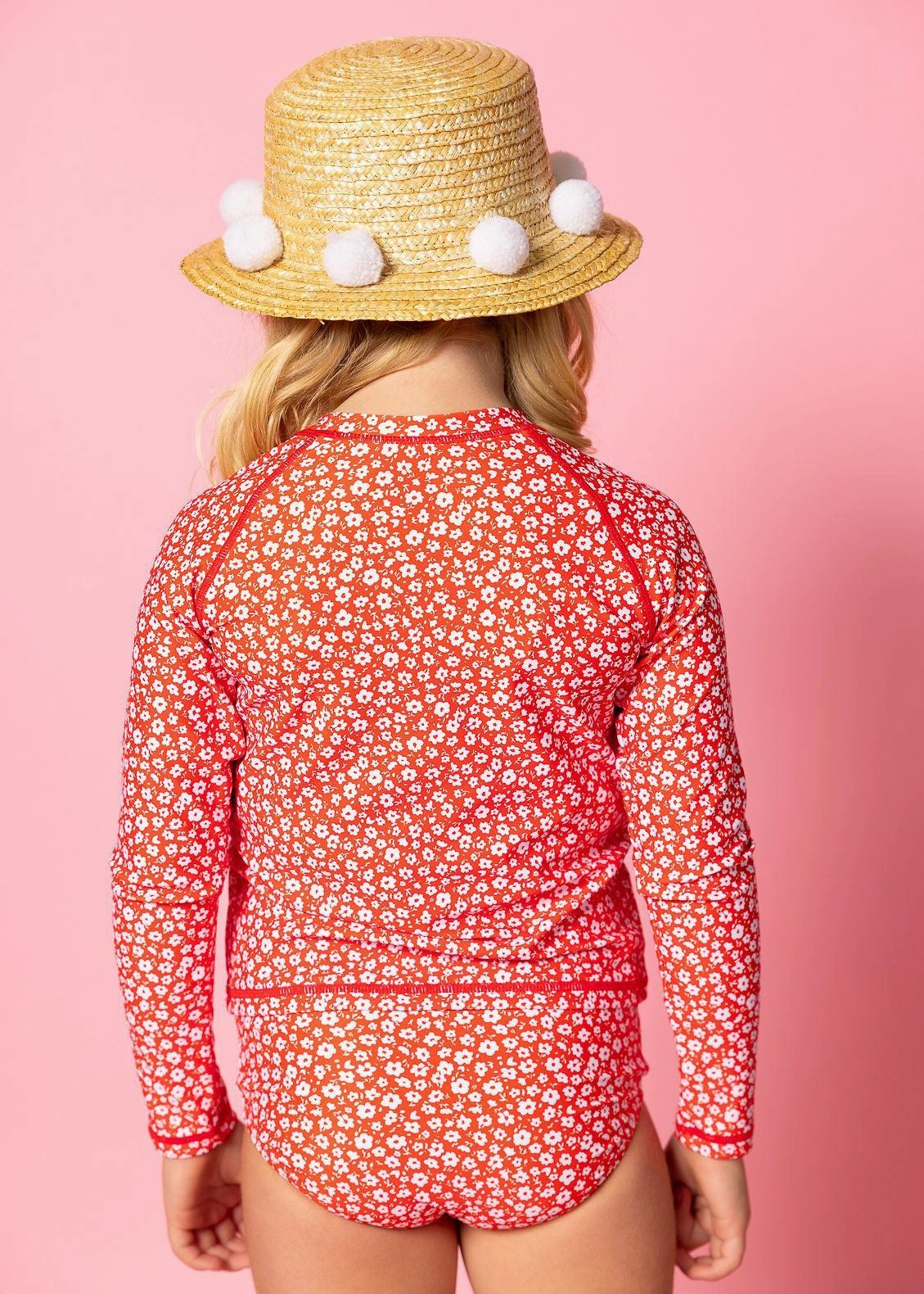 Red Ditsy Floral | Mini Rashguard Top (Unisex)