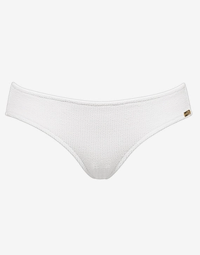 Retro Purity Zip Back Bikini Bottom - White swim shorts for women, stretch fit swim bottoms