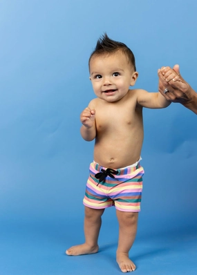 Retro Stripe | Baby Euro Shorts boys summer swimwear, boys rash guard swim sets