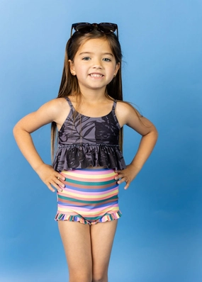 Retro Stripe | Mini All Ruffled Up Bottoms cute girls swimsuits, stylish swimwear for girls