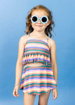 Retro Stripe | Mini Who Wears Short Skirts cute girls swimsuits, stylish swimwear for girls