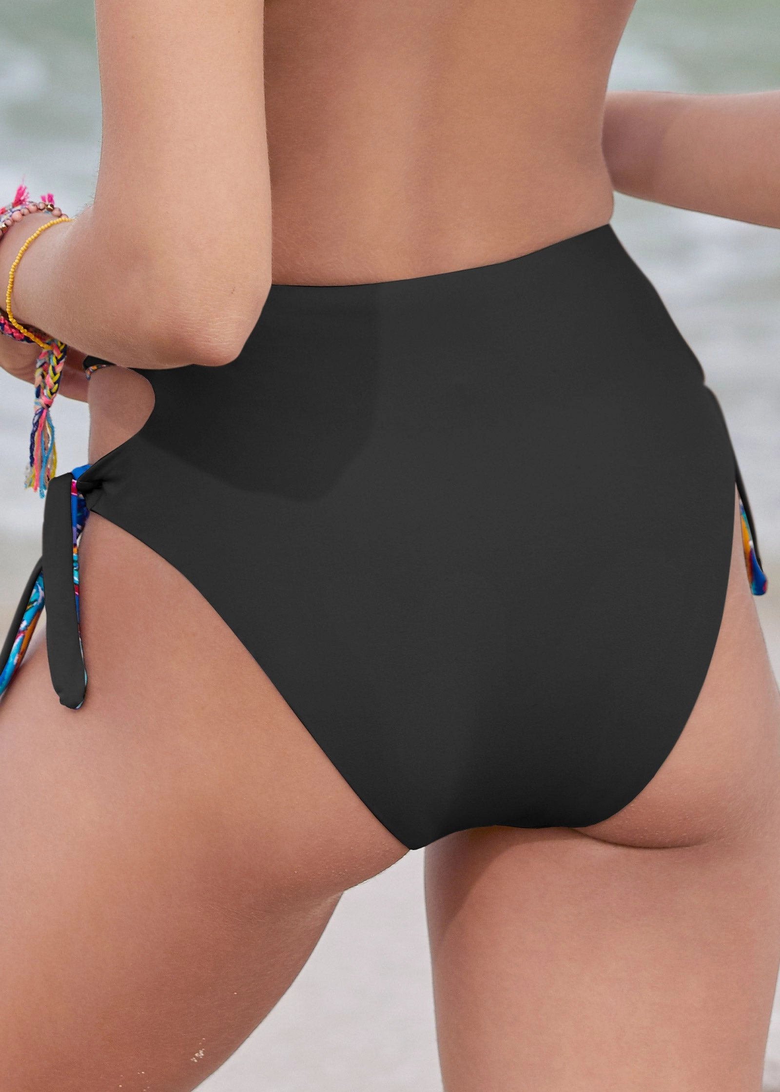 Reversible Tie Side Bottom - Luxe Stripes/Black Beauty