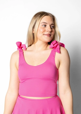 Ribbed Azalea Pink | Knot Top tankini swim tops, adjustable bikini tops