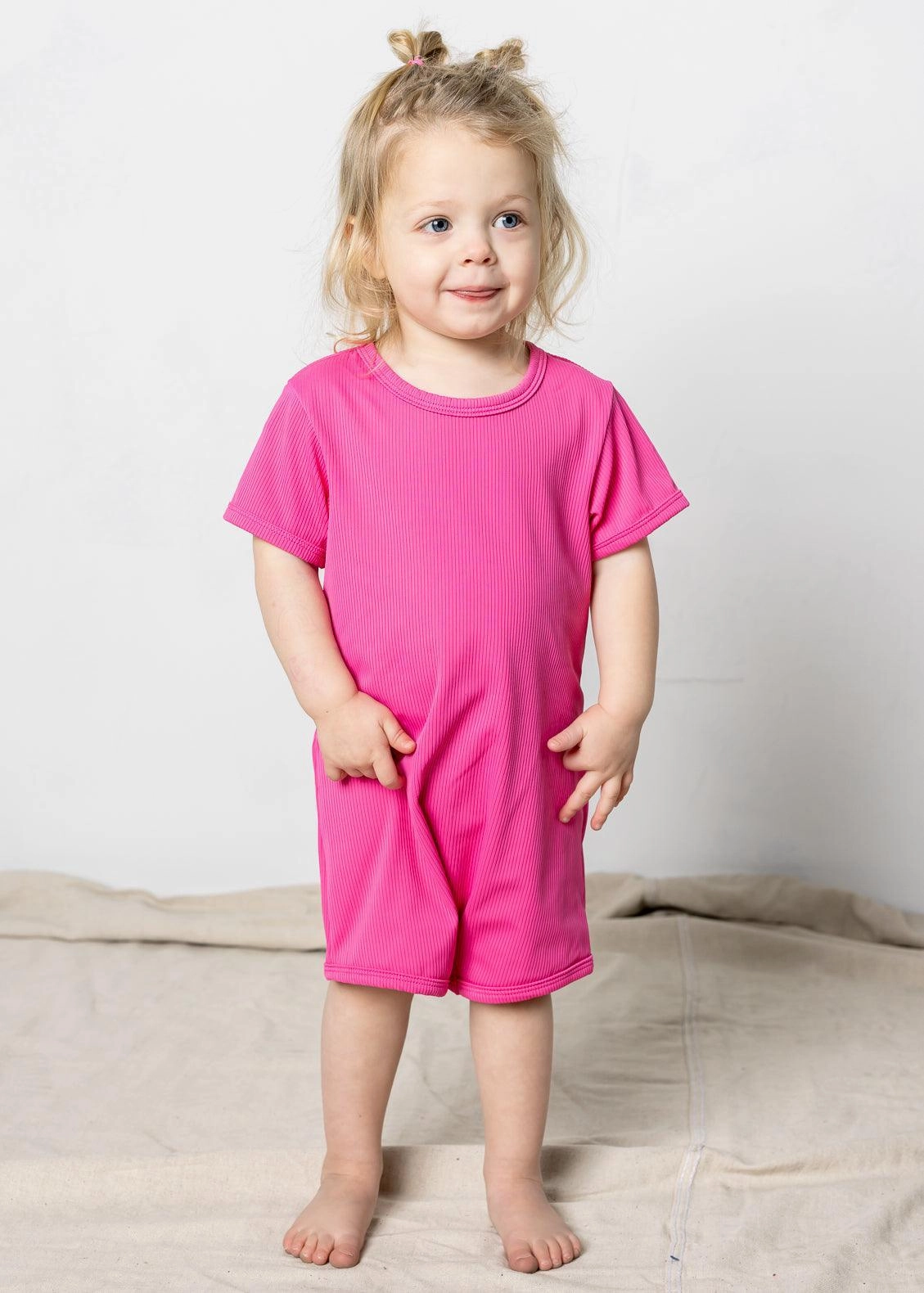 Ribbed Azalea Pink | Mini Shorties Rashguard (Unisex)