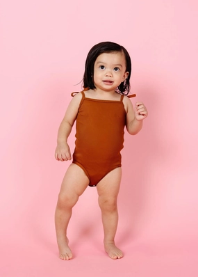 Ribbed Caramel | Baby Simply One-Piece cute girls swimsuits, stylish swimwear for girls
