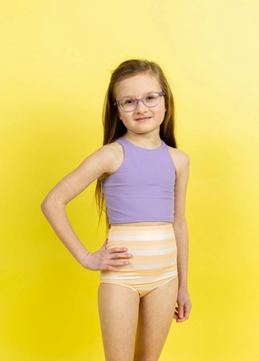 Ribbed Dusty Purple | Mini Racer Back Top cute girls swimsuits, stylish swimwear for girls