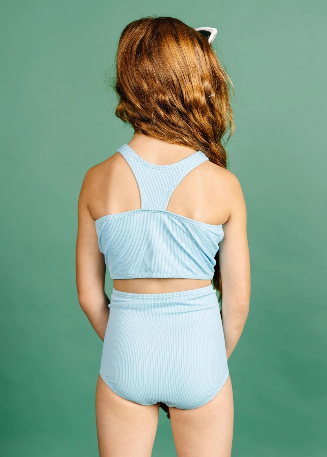 Ribbed Fresh Blue | Mini Racer Back Top