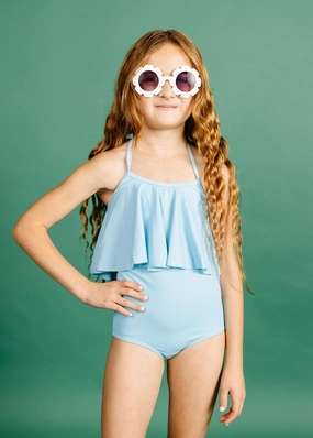 Ribbed Fresh Blue | Mini Swing Top cute girls swimsuits, stylish swimwear for girls