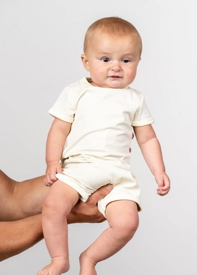 Ribbed Ivory | Baby Shorties Rashguard (Unisex) cute girls swimsuits, stylish swimwear for girls