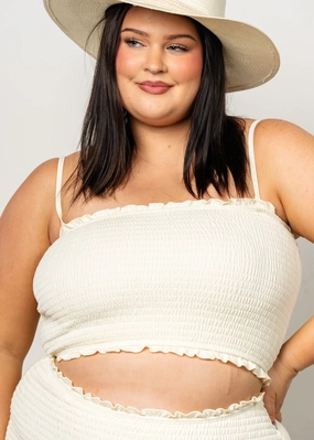 Ribbed Ivory | Bandeau Top tankini swim tops, adjustable bikini tops