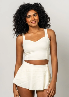 Ribbed Ivory | Detached Short Skirt elastic waistband swim bottoms, mix-and-match bikini bottoms
