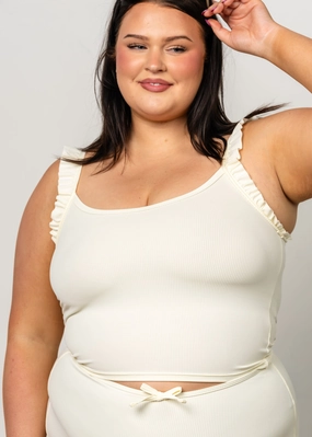Ribbed Ivory | Flutter Top tankini swim tops, adjustable bikini tops