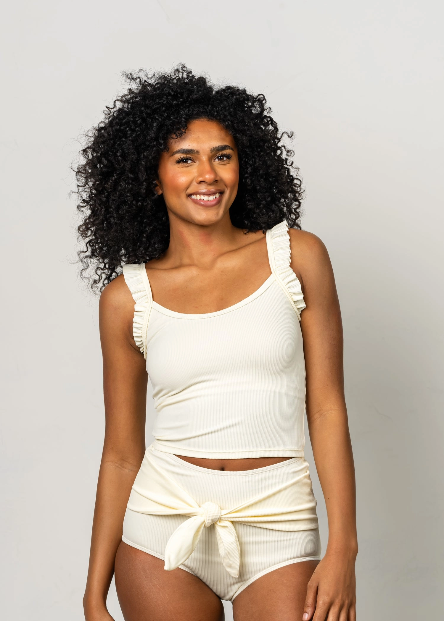 Ribbed Ivory | Flutter Top