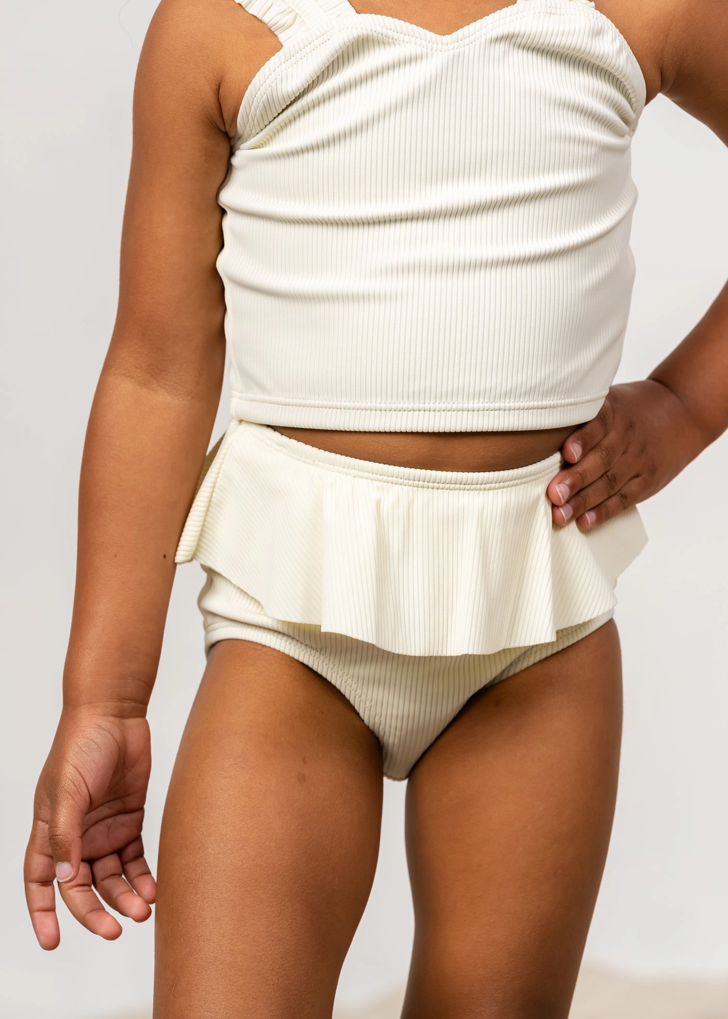 Ribbed Ivory | Mini Peplum Bottoms