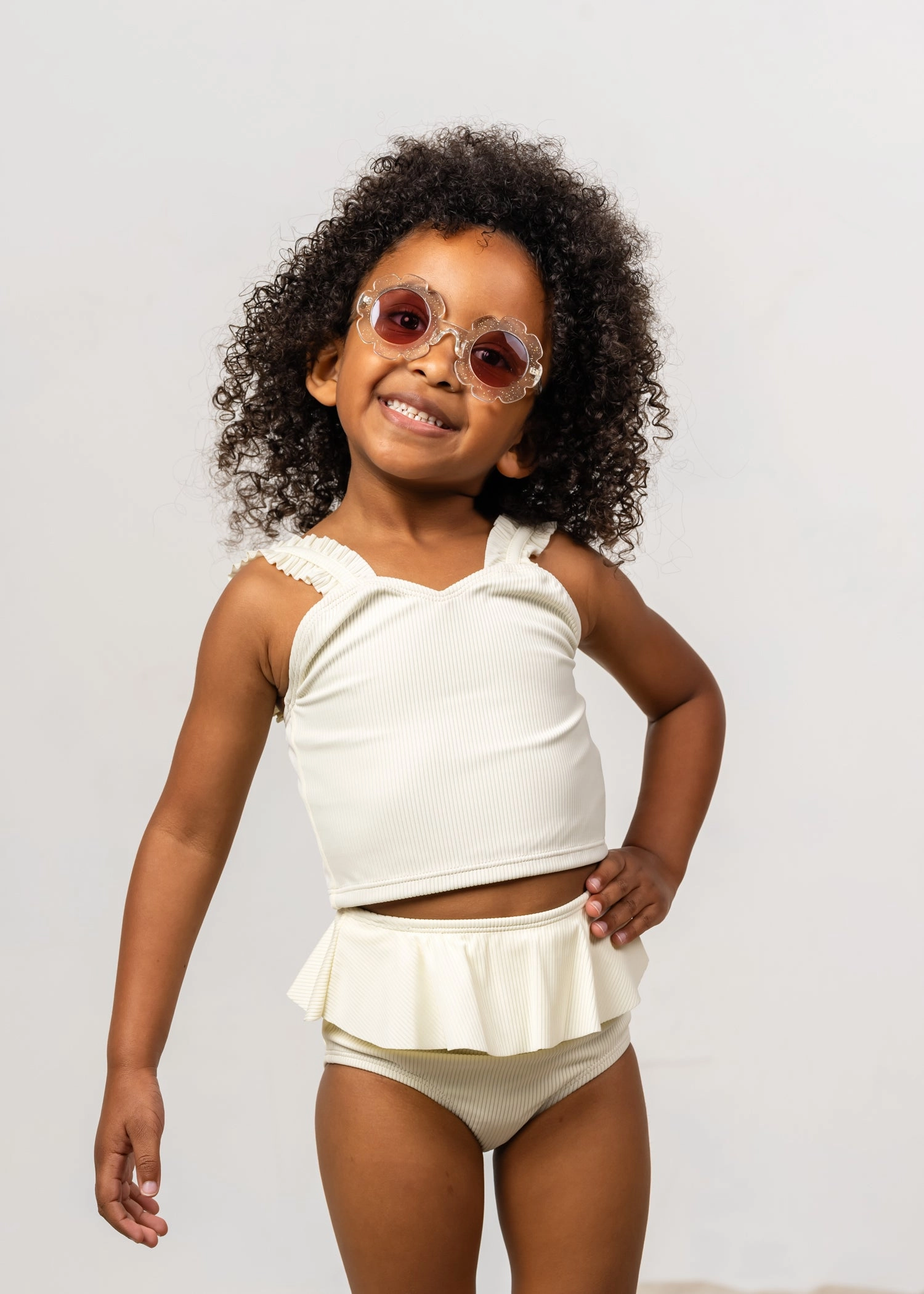 Ribbed Ivory | Mini Peplum Bottoms