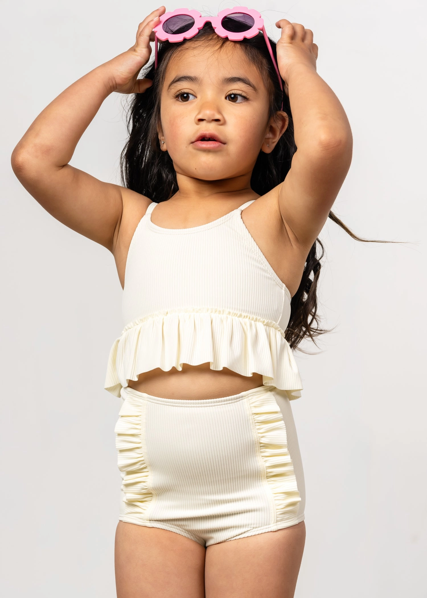 Ribbed Ivory | Mini Peplum Top cute girls swimsuits, stylish swimwear for girls